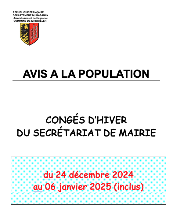 Avis de congés noël 2024